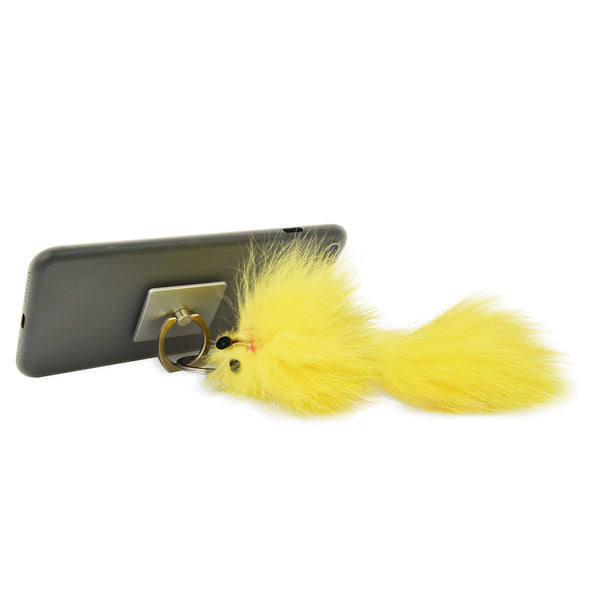 iOrigin Ring Grip/ Kick Stand + Furry Plush Fox Toy Key Chain for Mobile Phones & Tablets