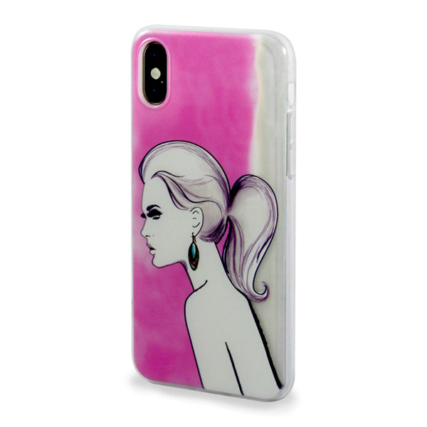 iOrigin iPhone X Cases Flexible Clear and Pink Soft TPU Back Cover (Pony Tail)