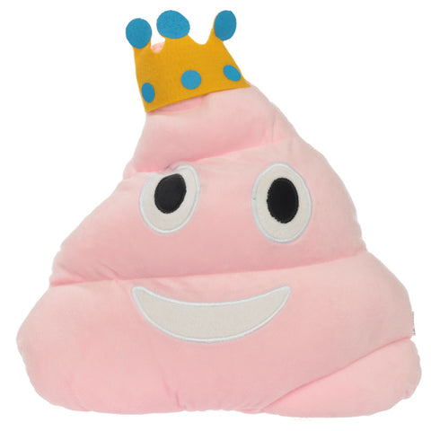 Emotive Plush Cushion - Pink Poop with Crown