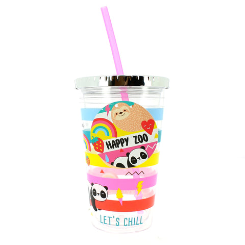 Happy Zoo Just Hanging Printed Sippy Cup with Straw (BPA FREE) - 500 ml