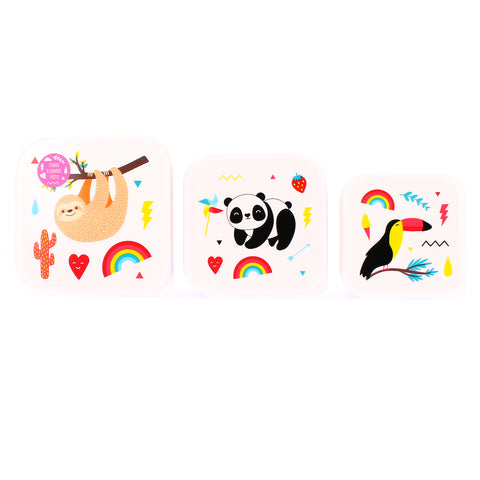 Happy Zoo Just Hanging Printed Lunch Box (BPA FREE) - Set of 3
