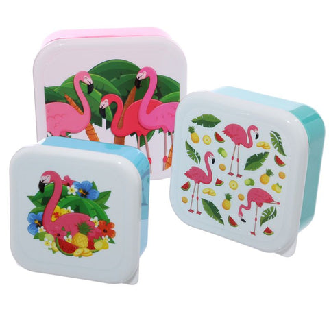 Set of 3 Lunch Boxes - Tropical Flamingo