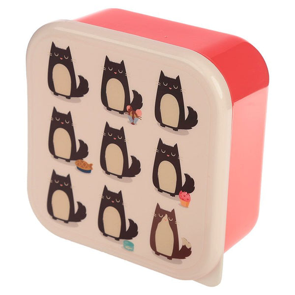 Puckator Fun Cat Design Set Of 3 Plastic Lunch Box