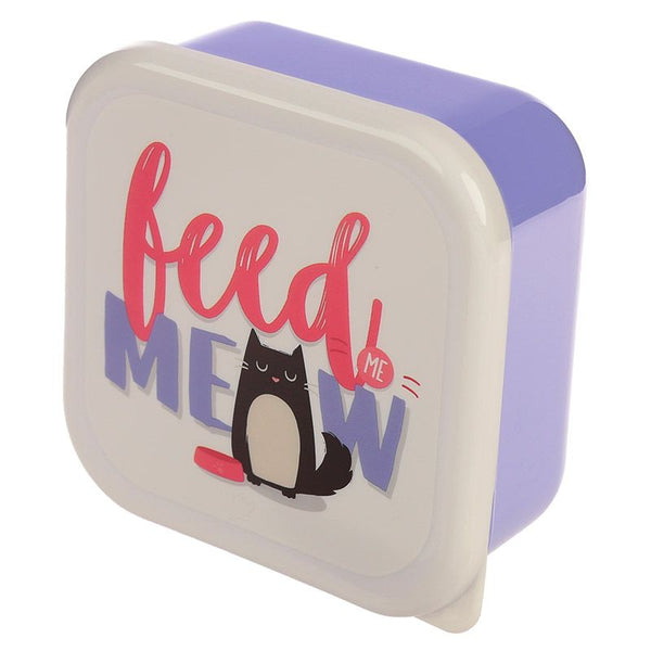 Puckator Fun Cat Design Set Of 3 Plastic Lunch Box