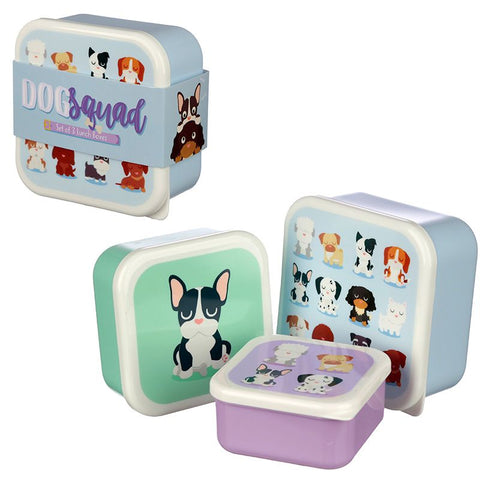 Set Of 3 Lunch Boxes - Dog Squad