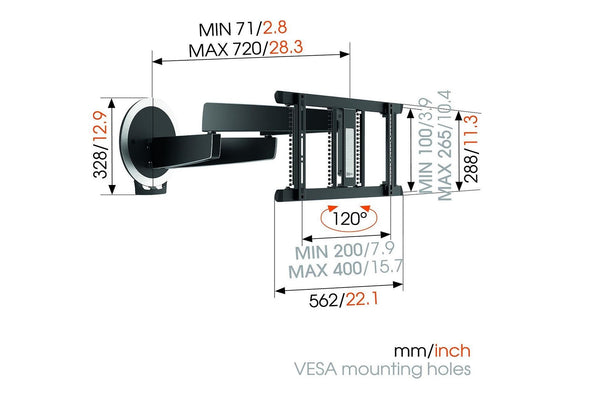 Vogel's NEXT 7356 Electronic Full Motion OLED TV Wall Mount, for 40-65 inch OLED TVs - Black