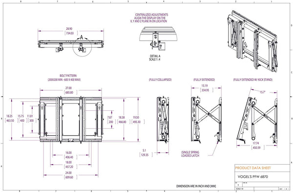 Vogels PFW 6870 Wall Mount for Flat Panel Display - 165.1 cm (65") Screen Support