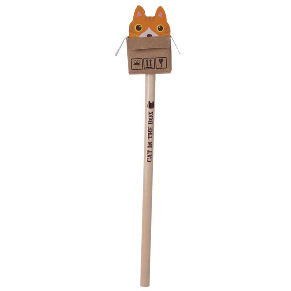 Cute Cat in a Box Pencil with Eraser Top