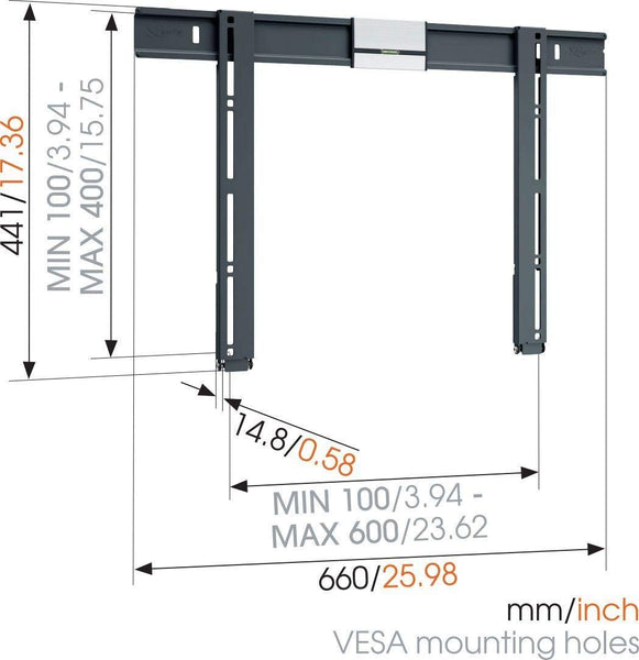 Vogel's THIN 505, TV wall mount bracket for 40-65 Inch TVs, Flat, Max 40 kg and up to VESA 600x400