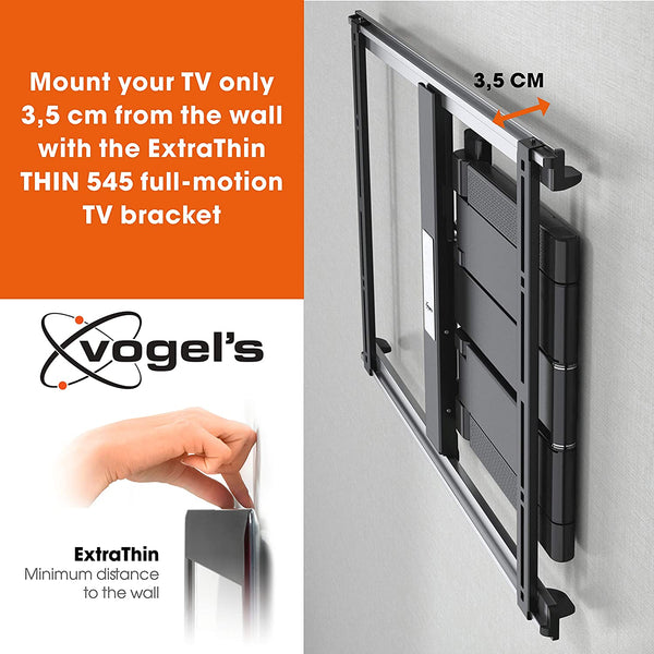 Vogel's 8395450 THIN 545 Premium TV Wall Mount, Ultra-Low Profile and Ultra-Smooth Full Motion 180° Swivel and 20° Tilt, Suitable for 40 to 65 Inch TV's, Black