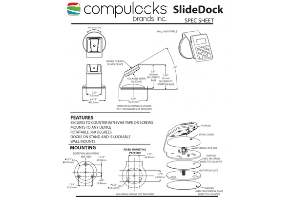 Maclocks -  Universal EMV Stand and Smartphone Stand with Security Lock - SlideDock